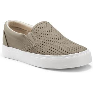 imageJENN ARDOR Womens Slip On Sneakers PerforatedQuilted Casual Shoes Fashion Walking FlatsTaupe