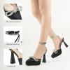 imageJENN ARDOR Womens Platform Heels Ankle Strap Pumps High Heeled Pointed Toe Stiletto High Heel Sandals Rhinestones Bow Knot Party Prom Dress Pumps Shoes for WomenBlack