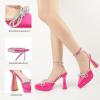 imageJENN ARDOR Womens Platform Heels Ankle Strap Pumps High Heeled Pointed Toe Stiletto High Heel Sandals Rhinestones Bow Knot Party Prom Dress Pumps Shoes for WomenHot Pink