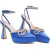 imageJENN ARDOR Womens Platform Heels Ankle Strap Pumps High Heeled Pointed Toe Stiletto High Heel Sandals Rhinestones Bow Knot Party Prom Dress Pumps Shoes for WomenRoyal Blue