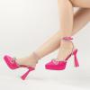 imageJENN ARDOR Womens Platform Heels Ankle Strap Pumps High Heeled Pointed Toe Stiletto High Heel Sandals Rhinestones Bow Knot Party Prom Dress Pumps Shoes for WomenHot Pink