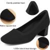 imageJENN ARDOR Low Chunky Heels Dress Shoes for Women Comfortable Knit Block Heeled Pumps Square Closed Toe Dressy Casual Wedding Party Prom Office Work Slip on ShoesBlack