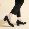 imageJENN ARDOR Low Chunky Heels Dress Shoes for Women Comfortable Knit Block Heeled Pumps Square Closed Toe Dressy Casual Wedding Party Prom Office Work Slip on ShoesBlack