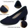 imageJENN ARDOR Low Chunky Heels Dress Shoes for Women Comfortable Knit Block Heeled Pumps Square Closed Toe Dressy Casual Wedding Party Prom Office Work Slip on ShoesNavy