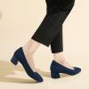 imageJENN ARDOR Low Chunky Heels Dress Shoes for Women Comfortable Knit Block Heeled Pumps Square Closed Toe Dressy Casual Wedding Party Prom Office Work Slip on ShoesNavy
