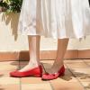 imageJENN ARDOR Low Heels Ballet Flats for Women Bow Comfortable Mesh Knit Pumps Cute Closed Round Toe Casual Holiday Wedding Party Office Work Slip on ShoesRed
