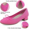 imageJENN ARDOR Low Heels Ballet Flats for Women Bow Comfortable Mesh Knit Pumps Cute Closed Round Toe Casual Holiday Wedding Party Office Work Slip on ShoesPink