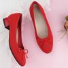 imageJENN ARDOR Low Heels Ballet Flats for Women Bow Comfortable Mesh Knit Pumps Cute Closed Round Toe Casual Holiday Wedding Party Office Work Slip on ShoesRed