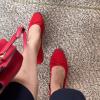 imageJENN ARDOR Low Heels Ballet Flats for Women Bow Comfortable Mesh Knit Pumps Cute Closed Round Toe Casual Holiday Wedding Party Office Work Slip on ShoesRed