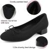 imageJENN ARDOR Low Heels Ballet Flats for Women Bow Comfortable Mesh Knit Pumps Cute Closed Round Toe Casual Holiday Wedding Party Office Work Slip on ShoesBlack