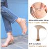 imageJENN ARDOR Strappy Heels for women Dressy Sandals Comfort Clear Round Open Toe Ankle Strap Slingback Kitten Low Heels Stilettos Buckle Wedding Party Heeled Dress ShoesNude