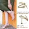 imageJENN ARDOR Strappy Heels for women Dressy Sandals Comfort Clear Round Open Toe Ankle Strap Slingback Kitten Low Heels Stilettos Buckle Wedding Party Heeled Dress ShoesGold