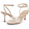 imageJENN ARDOR Womens Clear Slingback Heels Sandals Ankle Strap 27quot Kitten Heels Classic Round Toe Dress Shoes for Party Wedding Womens Low Heel PumpsNudeClear