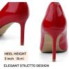 imageJENN ARDOR Womens Comfortable Stiletto Pumps 3 inch Elegant Gorgeous Closed Pointed Toe Slip On Solid High Heels for Ladies Wedding Dress ShoesRed