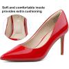 imageJENN ARDOR Womens Comfortable Stiletto Pumps 3 inch Elegant Gorgeous Closed Pointed Toe Slip On Solid High Heels for Ladies Wedding Dress ShoesRed