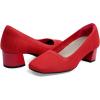 imageJENN ARDOR Low Chunky Heels Dress Shoes for Women Comfortable Knit Block Heeled Pumps Square Closed Toe Dressy Casual Wedding Party Prom Office Work Slip on ShoesRed