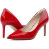 imageJENN ARDOR Womens Comfortable Stiletto Pumps 3 inch Elegant Gorgeous Closed Pointed Toe Slip On Solid High Heels for Ladies Wedding Dress ShoesRed