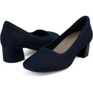 imageJENN ARDOR Low Chunky Heels Dress Shoes for Women Comfortable Knit Block Heeled Pumps Square Closed Toe Dressy Casual Wedding Party Prom Office Work Slip on ShoesNavy