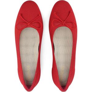 imageJENN ARDOR Low Heels Ballet Flats for Women Bow Comfortable Mesh Knit Pumps Cute Closed Round Toe Casual Holiday Wedding Party Office Work Slip on ShoesRed