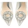 imageJENN ARDOR Clear Heels for Women Slingback Pointed Closed Toe Heels with Rhinestones 3 inch Comfortable Stiletto Sandals Pumps Wedding Party Dress ShoesSliver