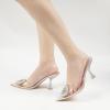 imageJENN ARDOR Clear Heels for Women Slingback Pointed Closed Toe Heels with Rhinestones 3 inch Comfortable Stiletto Sandals Pumps Wedding Party Dress ShoesSliver