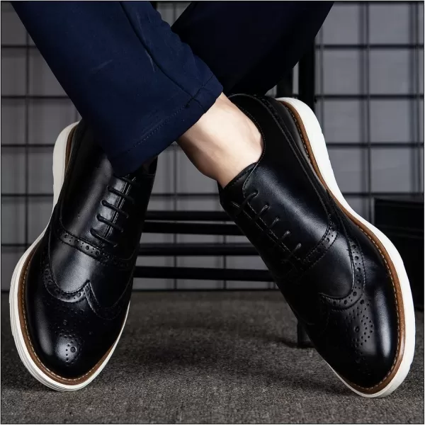 JITAI Mens Casual Oxford Dress Shoes Classic Modern Business Laceup Wingtip ShoesBlack01