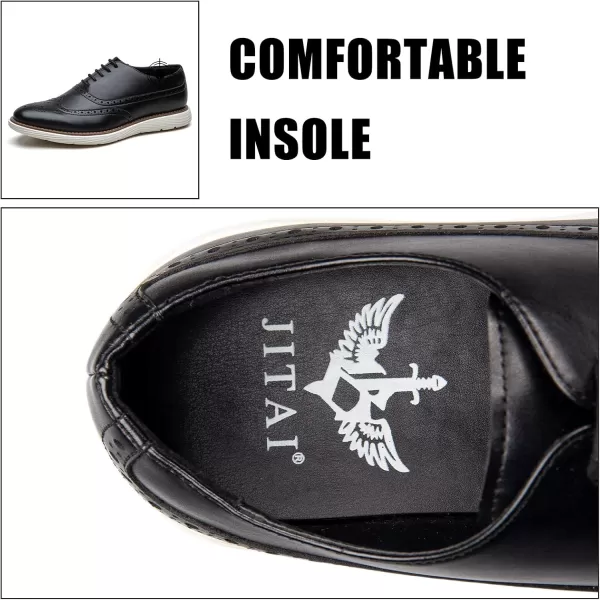 JITAI Mens Casual Oxford Dress Shoes Classic Modern Business Laceup Wingtip ShoesBlack01