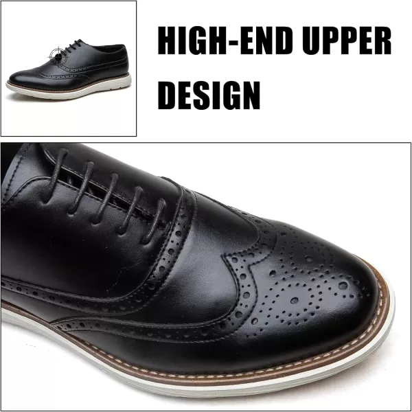 JITAI Mens Casual Oxford Dress Shoes Classic Modern Business Laceup Wingtip ShoesBlack01