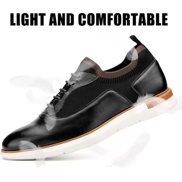 JITAI Mens Casual Oxford Dress Shoes Classic Modern Business Laceup Wingtip ShoesBlack02
