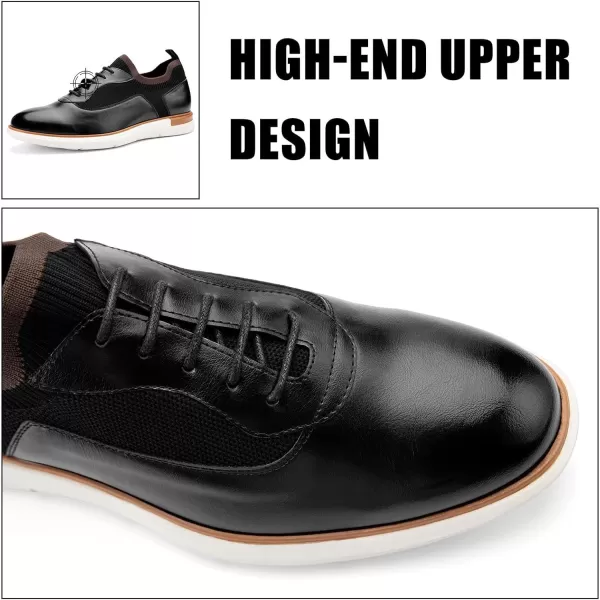 JITAI Mens Casual Oxford Dress Shoes Classic Modern Business Laceup Wingtip ShoesBlack02