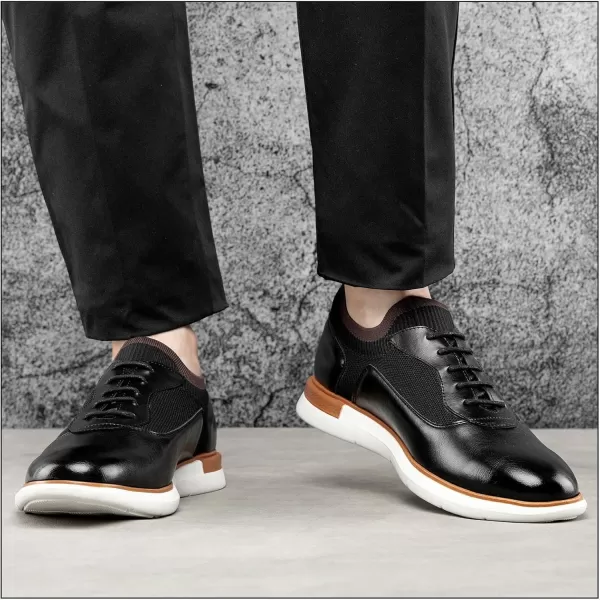 JITAI Mens Casual Oxford Dress Shoes Classic Modern Business Laceup Wingtip ShoesBlack02