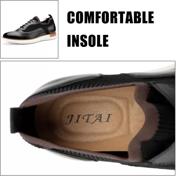 JITAI Mens Casual Oxford Dress Shoes Classic Modern Business Laceup Wingtip ShoesBlack02