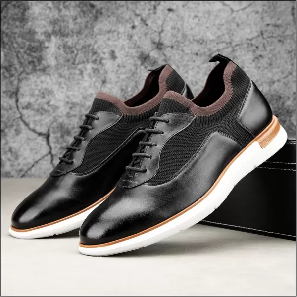 JITAI Mens Casual Oxford Dress Shoes Classic Modern Business Laceup Wingtip ShoesBlack02