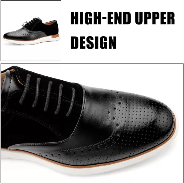 JITAI Mens Casual Oxford Dress Shoes Classic Modern Business Laceup Wingtip ShoesBlack04