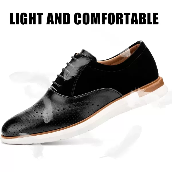JITAI Mens Casual Oxford Dress Shoes Classic Modern Business Laceup Wingtip ShoesBlack04