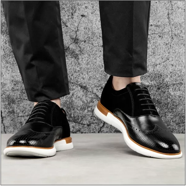JITAI Mens Casual Oxford Dress Shoes Classic Modern Business Laceup Wingtip ShoesBlack04