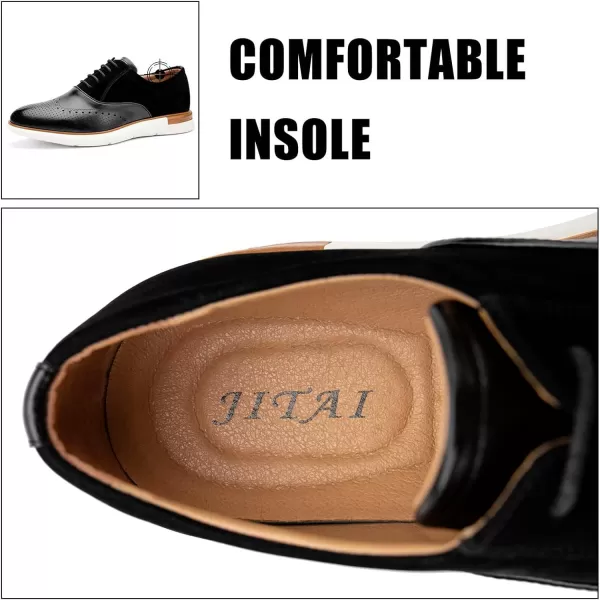 JITAI Mens Casual Oxford Dress Shoes Classic Modern Business Laceup Wingtip ShoesBlack04
