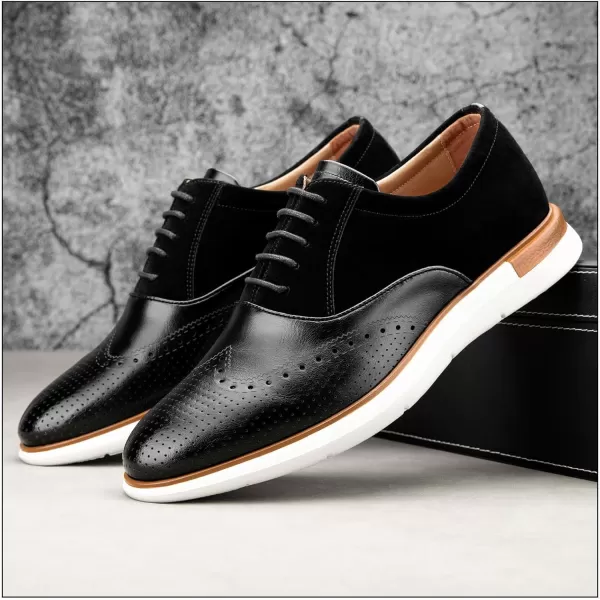 JITAI Mens Casual Oxford Dress Shoes Classic Modern Business Laceup Wingtip ShoesBlack04