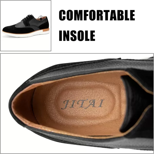 JITAI Mens Casual Oxford Dress Shoes Classic Modern Business Laceup Wingtip ShoesBlack06