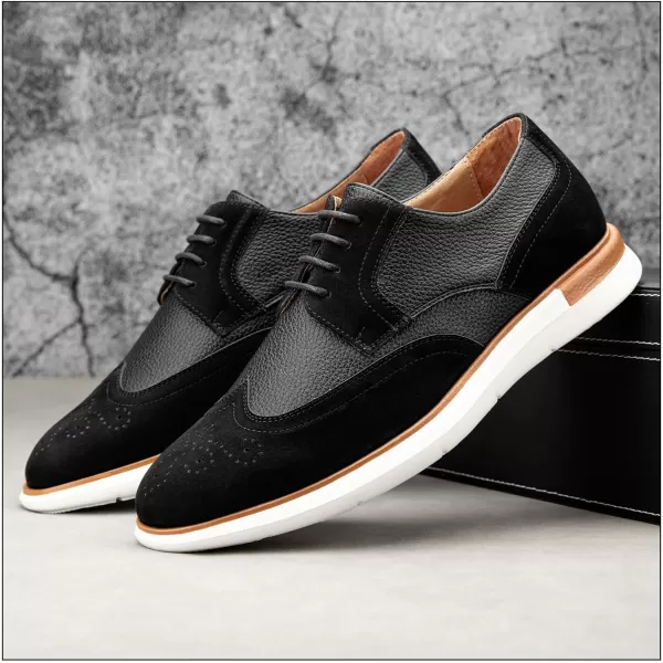 JITAI Mens Casual Oxford Dress Shoes Classic Modern Business Laceup Wingtip ShoesBlack06