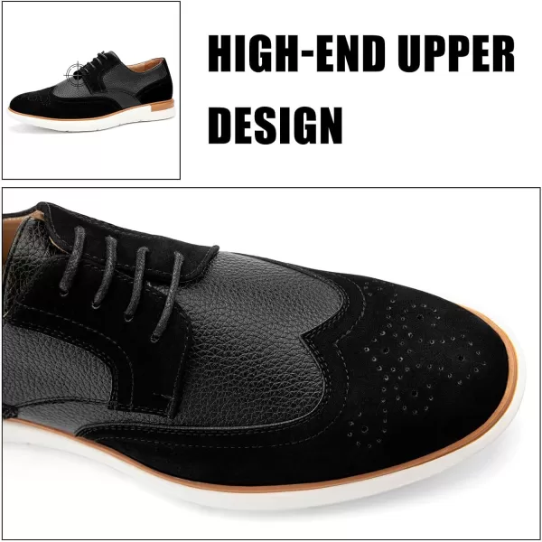 JITAI Mens Casual Oxford Dress Shoes Classic Modern Business Laceup Wingtip ShoesBlack06