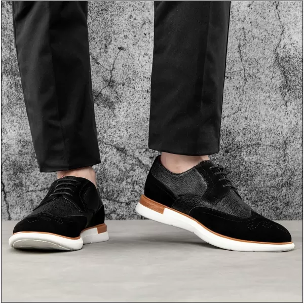 JITAI Mens Casual Oxford Dress Shoes Classic Modern Business Laceup Wingtip ShoesBlack06