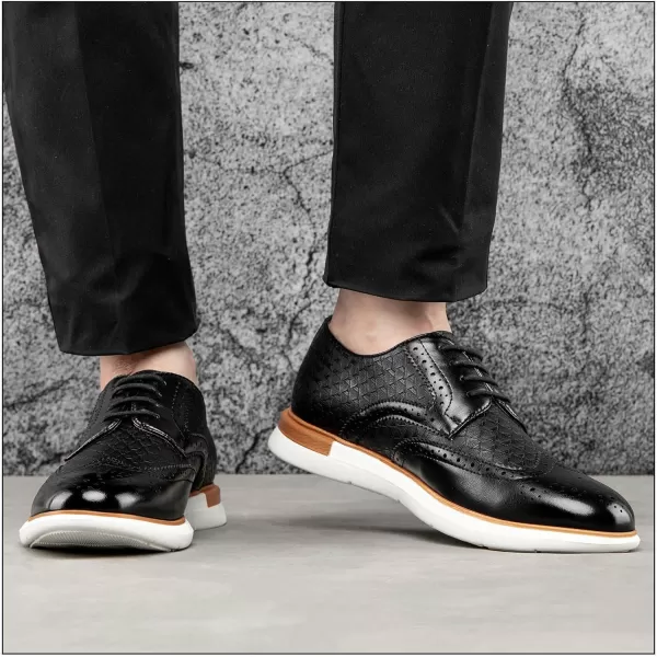 JITAI Mens Casual Oxford Dress Shoes Classic Modern Business Laceup Wingtip ShoesBlack09