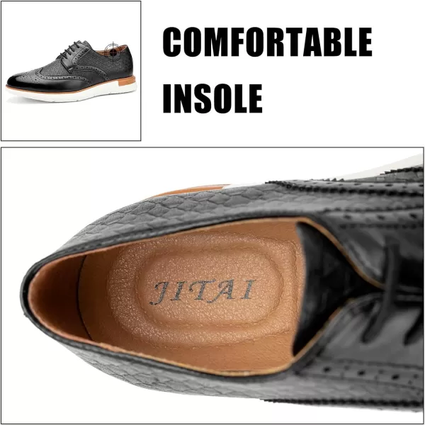 JITAI Mens Casual Oxford Dress Shoes Classic Modern Business Laceup Wingtip ShoesBlack09