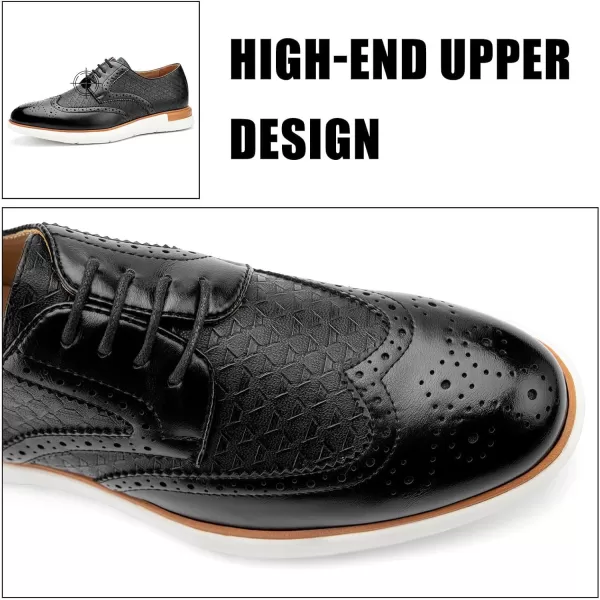 JITAI Mens Casual Oxford Dress Shoes Classic Modern Business Laceup Wingtip ShoesBlack09