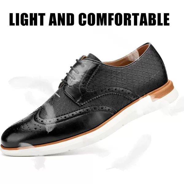 JITAI Mens Casual Oxford Dress Shoes Classic Modern Business Laceup Wingtip ShoesBlack09