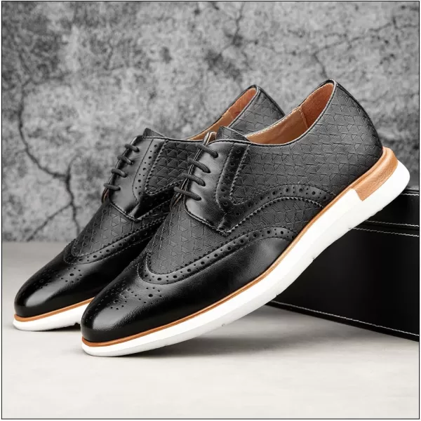 JITAI Mens Casual Oxford Dress Shoes Classic Modern Business Laceup Wingtip ShoesBlack09
