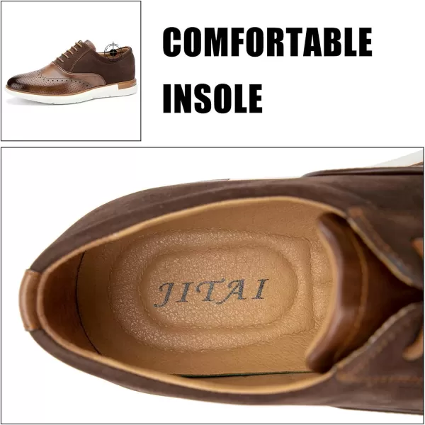 JITAI Mens Casual Oxford Dress Shoes Classic Modern Business Laceup Wingtip ShoesBrown04