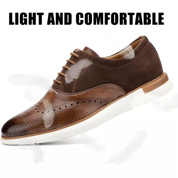 JITAI Mens Casual Oxford Dress Shoes Classic Modern Business Laceup Wingtip ShoesBrown04