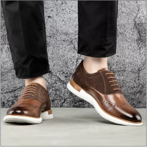 JITAI Mens Casual Oxford Dress Shoes Classic Modern Business Laceup Wingtip ShoesBrown04